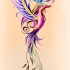 Awesome colorful flying phoenix tattoo design