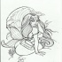 Awesome colorless mermaid sitting near storming waves tattoo design