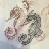 Awesome colorless seahorse tattoo design