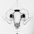 Awesome dotwork ram skull with geometric drawings tattoo design