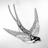 Awesome flying swallow bird with ornament tattoo design