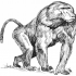 Awesome grey-ink walking baboon tattoo design