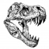 Awesome grey rawring dinosaur skull tattoo design