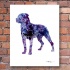 Awesome purple-and-blue watercolor rottweiler tattoo design