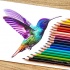 Awesome rainbow watercolor hummingbird tattoo design