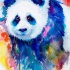 Awesome rainbow watercolor panda tattoo design