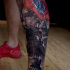 Awesome realistic Lithuanian knight tattoo on leg