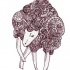 Awesome sheep with unusual fluffy patterned fur tattoo design