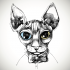 Awesome sphynx cat different eye color tattoo design