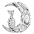 Awesome tribal cat sitting on moon tattoo design