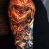 Balrog vs Gandalf fantasy tattoo on shoulder