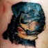 bellissimo inchiostro nero cane testa di Rottweiler tatuaggio