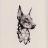 Beautiful doberman head with geometric-style neck tattoo design