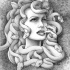 Beautiful erotic grey-ink medusa gorgona tattoo design