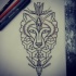 Beautiful fox head pierced with arrow and geometric elements tattoo design