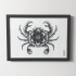 Beautiful grey-ink mandala-printed crab tattoo design