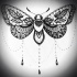Beautiful lace ornamented butterfly with heart sign body tattoo design
