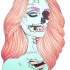 Bela mulher de cabelo zumbi de luxo retrato tatuagem design