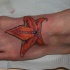 eccezionale arancione stella marina a tema  tatuaggio su piede