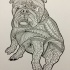 Beautiful ornamented sitting bulldog puppy tattoo design