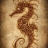 Beautiful patterned seahorse in brown colors tattoo design