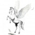 Belas lapiseira pegasus e penas caindo tatuagem design