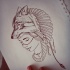 Beautiful young indian woman in wolf feathered hat tattoo design