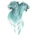 Bifurcated turquoise tiger with black stripes tattoo design