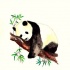 Big panda sleeping on bamboo tree tattoo design