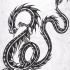 Black-and-grey long-body asian dragon tattoo design by Zrcalo