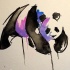Black-and-purple lying panda bear tattoo design