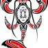 Black-and-red maori-style water animal tattoo design