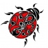 Black-and-red tribal-patterned ladybug tattoo design
