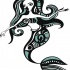 Black-and-turquoise stylized patterned mermaid tattoo design