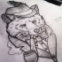 Black-and-white Mr Fox smoking a pipe tattoo design