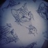 Black-and-white cat flying on cat balloon tattoo design tattoo design