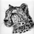 Black-and-white cheetah portrait in profile tattoo design