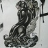 Black-and-white chinese style panther tattoo design by Beat Downbiatch