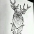 Black-and-white deer broken into geometric pieces tattoo design