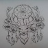 Black-and-white deer with flowered dream catcher tattoo design