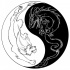 Black-and-white dragon and bear yin yang tattoo design