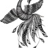 Black-and-white folk-stylized phoenix bird tattoo design
