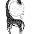Black-and-white giraffe eating a moon tattoo design