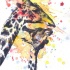 Black-and-white giraffe family on watercolor background tattoo design