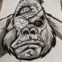 Black-and-white gorilla with pirate patch on eye tattoo design