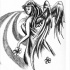 Anjo preto-e-branco tatuagem menina design