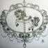 Black-and-white horse carousel in gorgeous laced frame tattoo design