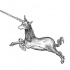 Black-and-white jumping unicorn with long drill horn tattoo design