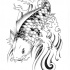 Black-and-white koi fish tattoo design by Unicycle Babyguy
