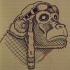Black-and-white monkey pilot in square pattern tattoo design
